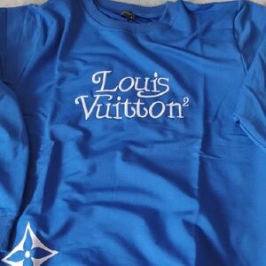 Louis Vuitton Kids Royal Blue Logo Long Sleeve Tee